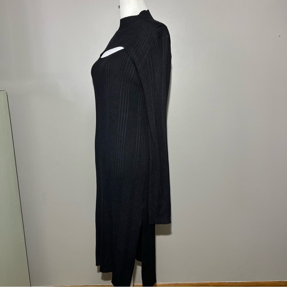 House of Harlow 1960 Black Bodycon Ribbed Cutout Hem Slit Midi Dress Size XL - Picture 4 of 12